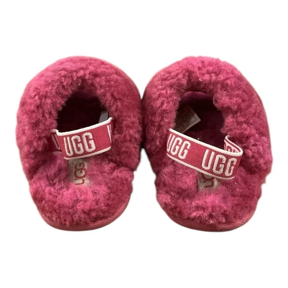 UGG Kids Pink Fluffy Slippers